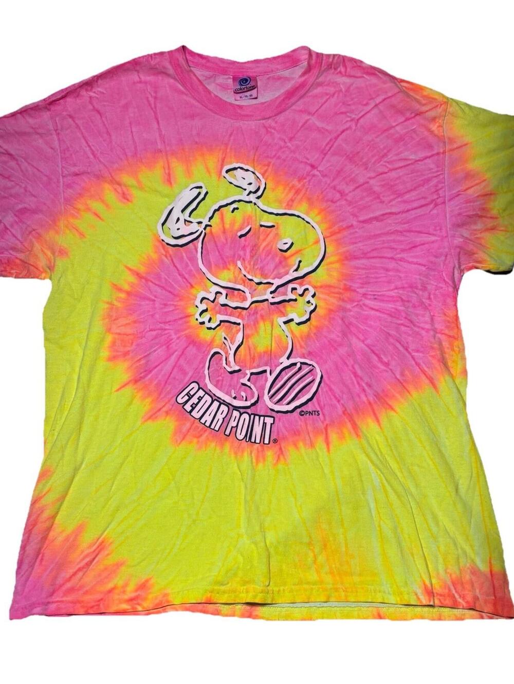Cedar Point Amusement Park T Shirt Tie Dye Peanuts Snoopy Men’s XL Vintage Y2K